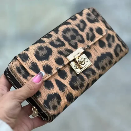 کیف پول زنانه و دخترانه پلنگی پیچی مدل MSN22-18