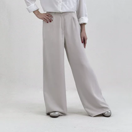 شلوار پارچه ای زنانه سیلک جلو پیله