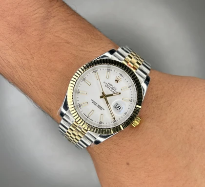 ساعت مچی رولکس دیت جاست سوئیسی سیلورطلایی صفحه سفید Rolex Datejust