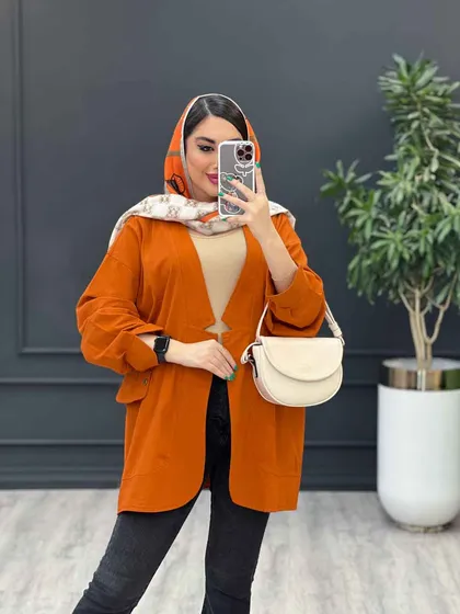 مانتو لینن سر آستین چاک دو جیب