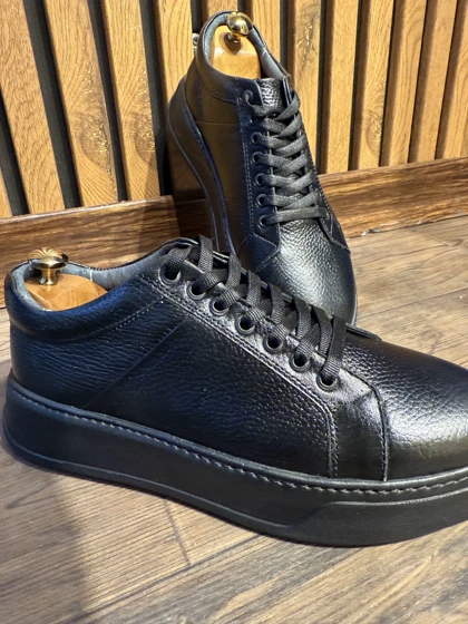 کفش ونس چرم طبیعی مشکی