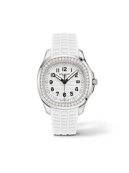ساعت پتک فیلیپ آکوانا زنانه سیلور سفید دورنگین Patek Philippe Aquanaut