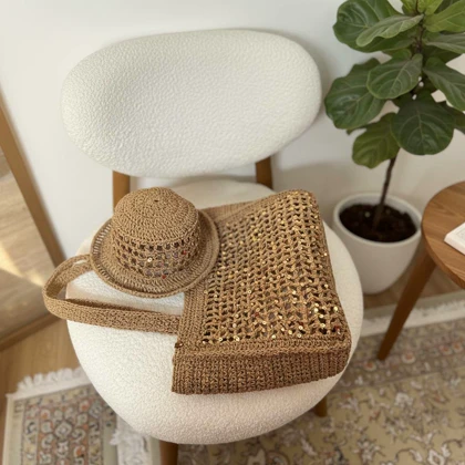 کیف و کلاه دست باف توری ،پولکی