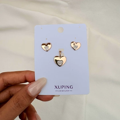 نیم ست قلب تخت نگین‌دار ژوپینگ بدون زنجیر