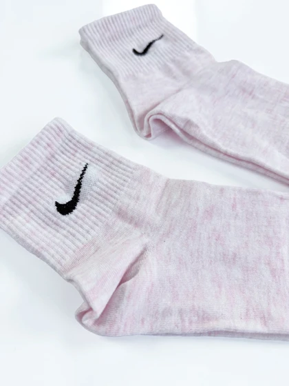 جوراب نیم ساق زنانه نخ پنبه صورتی روشن برفکی نایکی Nike