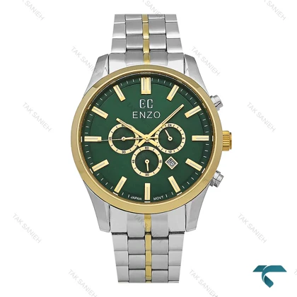 ساعت مردانه انزو EC-3122 اورجینال دورنگ طلایی صفحه سبز Enzo-8775-G
