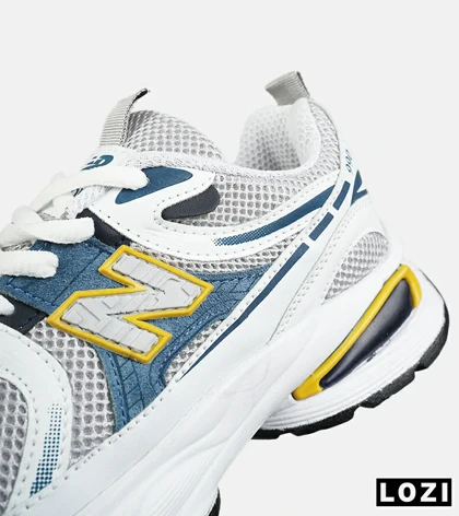 کفش کتانی مردانه و زنانه سفید طوسی آبی NEW BALANCE 990 مدل 8547