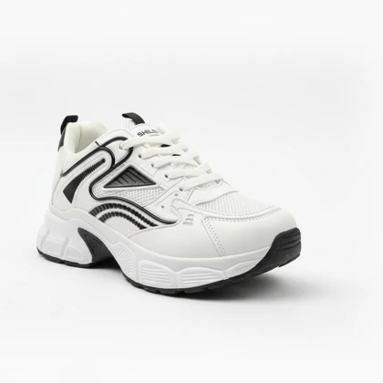 کفش کتانی مدل بوگاتو سفید مشکی کد 295003