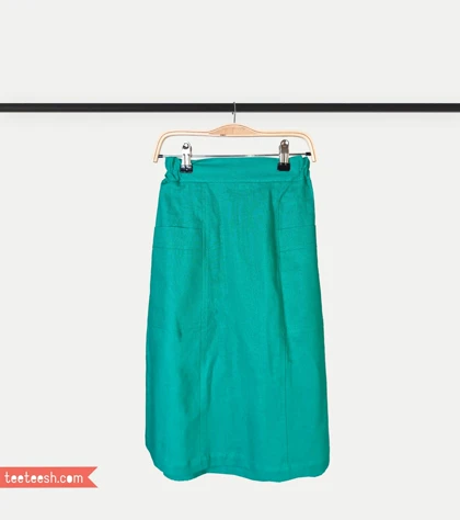 دامن لینن سبزآبی