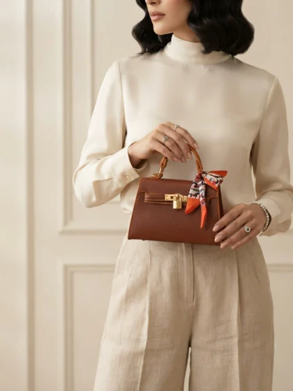 کیف HERMES وارداتی قهوه ای هرمس ترند مد