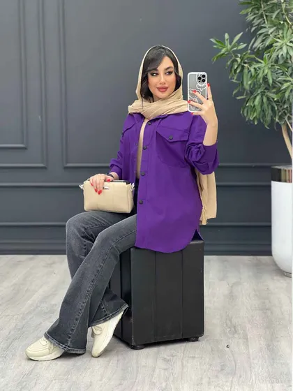 مانتو لینن دوجیب پاکتی