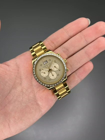 ساعت مچی مایکل کورس کورنوگراف بند و صفحه طلایی دورنگین Michael Kors