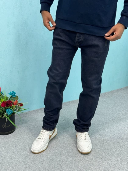 شلوار جین راسته مردانه رنگ نوک مدادی مخصوص افراد کلاسیک پوش / بدون زاپ