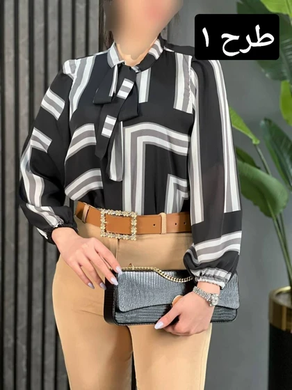 شومیز حریر آستین پف کد 1668