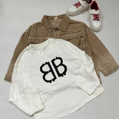 ست دو تیکه دخترانه کت جین و بلوز