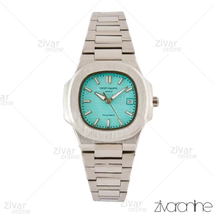 ساعت پتک فیلیپ ناتیلوس زنانه نقره ای صفحه آبی تیفانی 104163