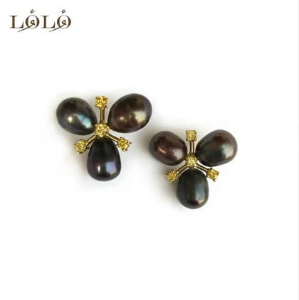 گوشواره نقره مروارید سیاه