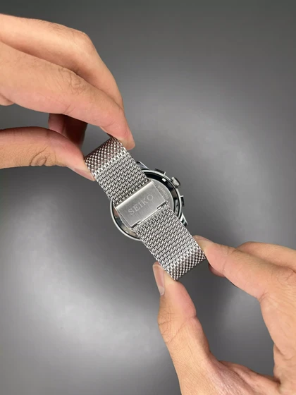 ساعت مچی سیکو فول دیت بند حصیری سیلور صفحه سفید Seiko VIP