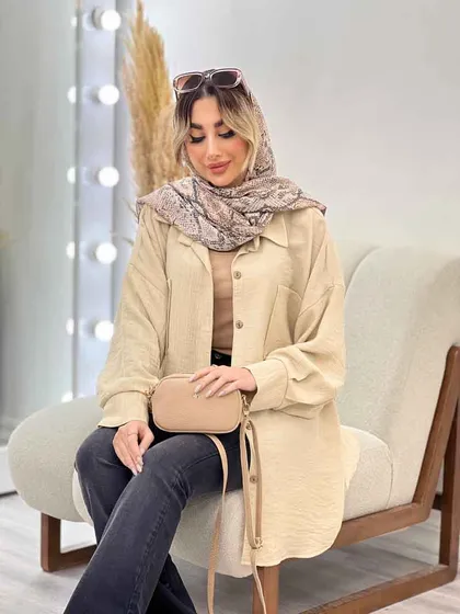 مانتو طرح چروک دو جیب