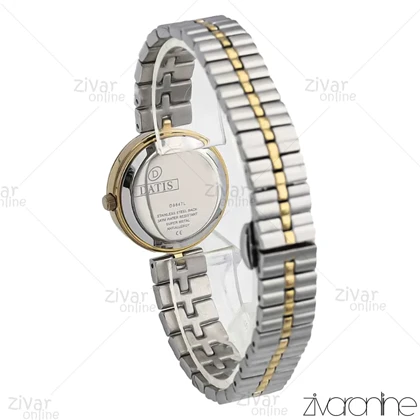 ساعت داتیس زنانه طلایی نقره ای صفحه سفید دور نگین 106912