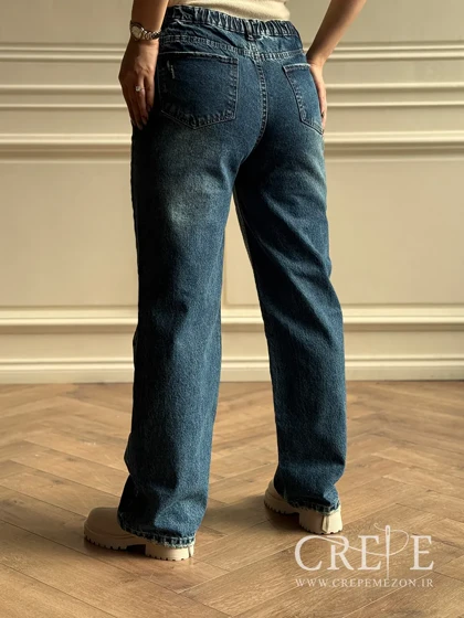 جین نیم بگ سایز بزرگ کمر کش قد 107