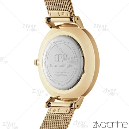 ساعت دنیل ولینگتون زنانه طلایی صفحه سفید ایندکس نگین‌دار 104303