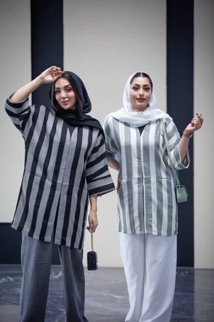 مانتو دوجیب نگار راه راه