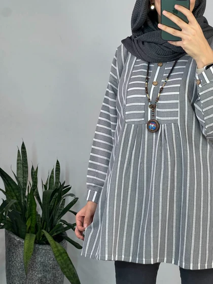 مانتو راه راه بادام