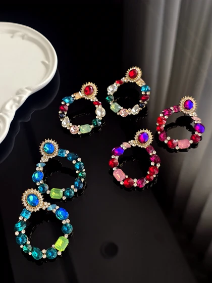 گوشواره جواهری مجلسی خاص کد ZUN03