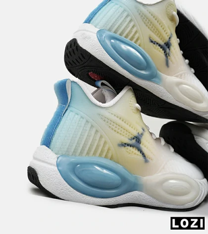 کتانی نیم ساق مردانه سفید لیمویی آبی Nike air jordan 23