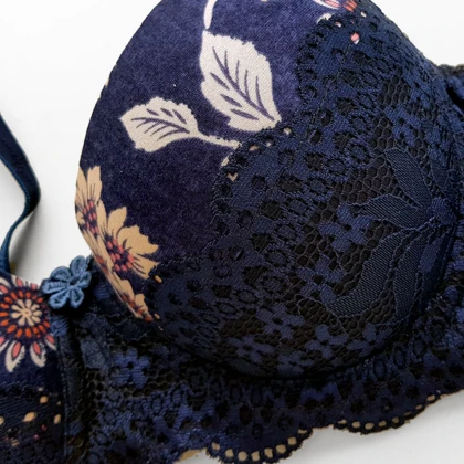 ست اسفنجی پوش فنردار سرمه ای گل‌دار کد 5571-1