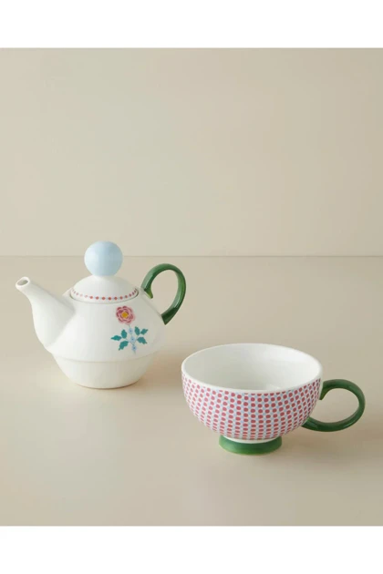 ست قوری English Home مدل Rustic Florals New Bone China - صورتی