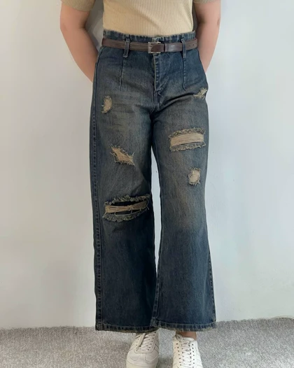 شلوار جین واید لگ قد 90 کد 4923