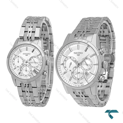ساعت سیکو ست سه موتوره تمام استیل Seiko-8739-S