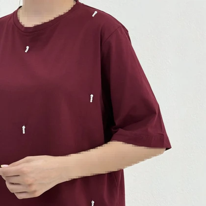 تیشرت زنانه یقه گرد مرواریدی | آی بولک