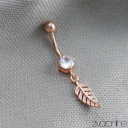 پیرسینگ ناف جواهری با آویز برگ 70057