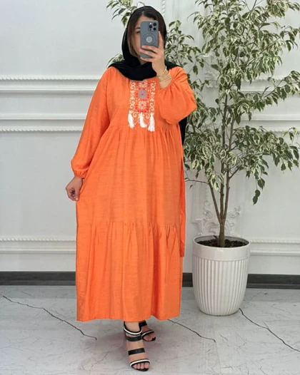 پیراهن ساحلی بابوس گلدوزی 4004