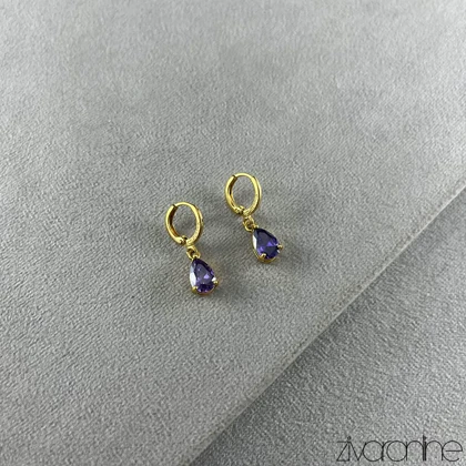 گوشواره زنانه ژوپینگ نگین بنفش 20407