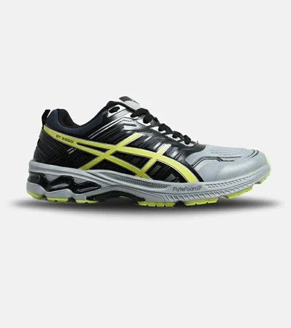 کفش کتانی مردانه مشکی طوسی لیمویی ASICS GT 2000