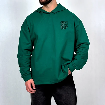 هودی مردانه سبز پنبه دو نخ طرح مینیمال