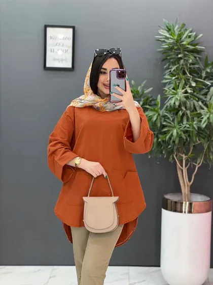 مانتو جلو بسته جیب برش‌دار