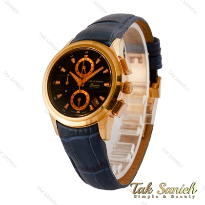 ساعت رومانسون زنانه سه موتوره رزگلد بند چرم سرمه ای Romanson-5330-L