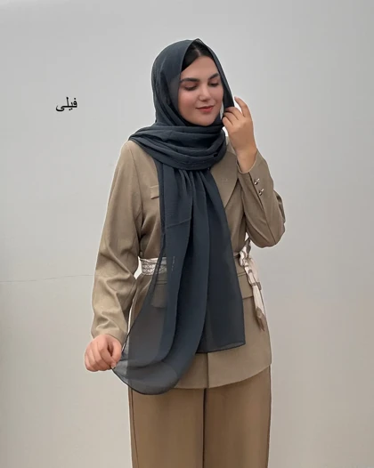 شال حریر شیشه ای طرح پفکی