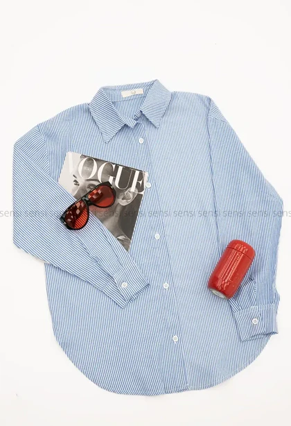 شومیز راه راه ابی کد1004481