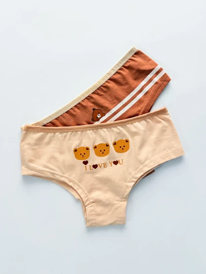 شورت جنیفری زنانه نخ پنبه عروسکی طرح خرس سون Seven