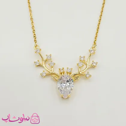گردنبند زنانه طرح گوزن طلایی