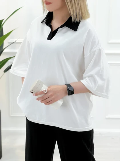 تیشرت یقه دار دخترانه تمنا