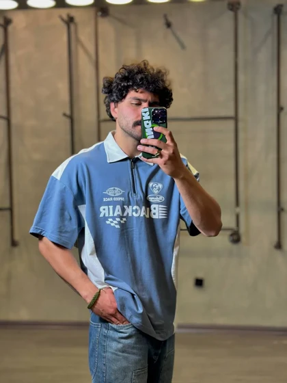 تیشرت یقه دار نیم زیپ blackair