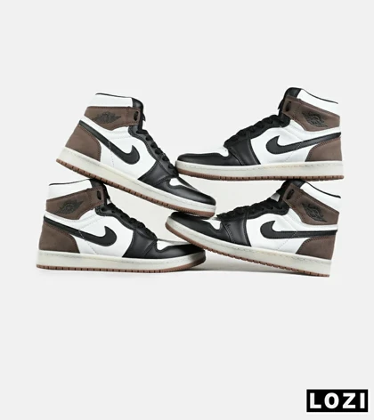 کفش کتانی مردانه و زنانه ساق‌دار مشکی سفید قهوه ای NIKE jordan 1