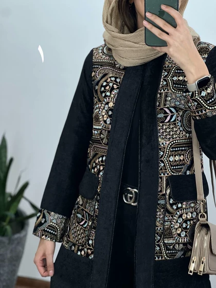 کت مزونی سوزندوزی (طرح جیب‌دار)